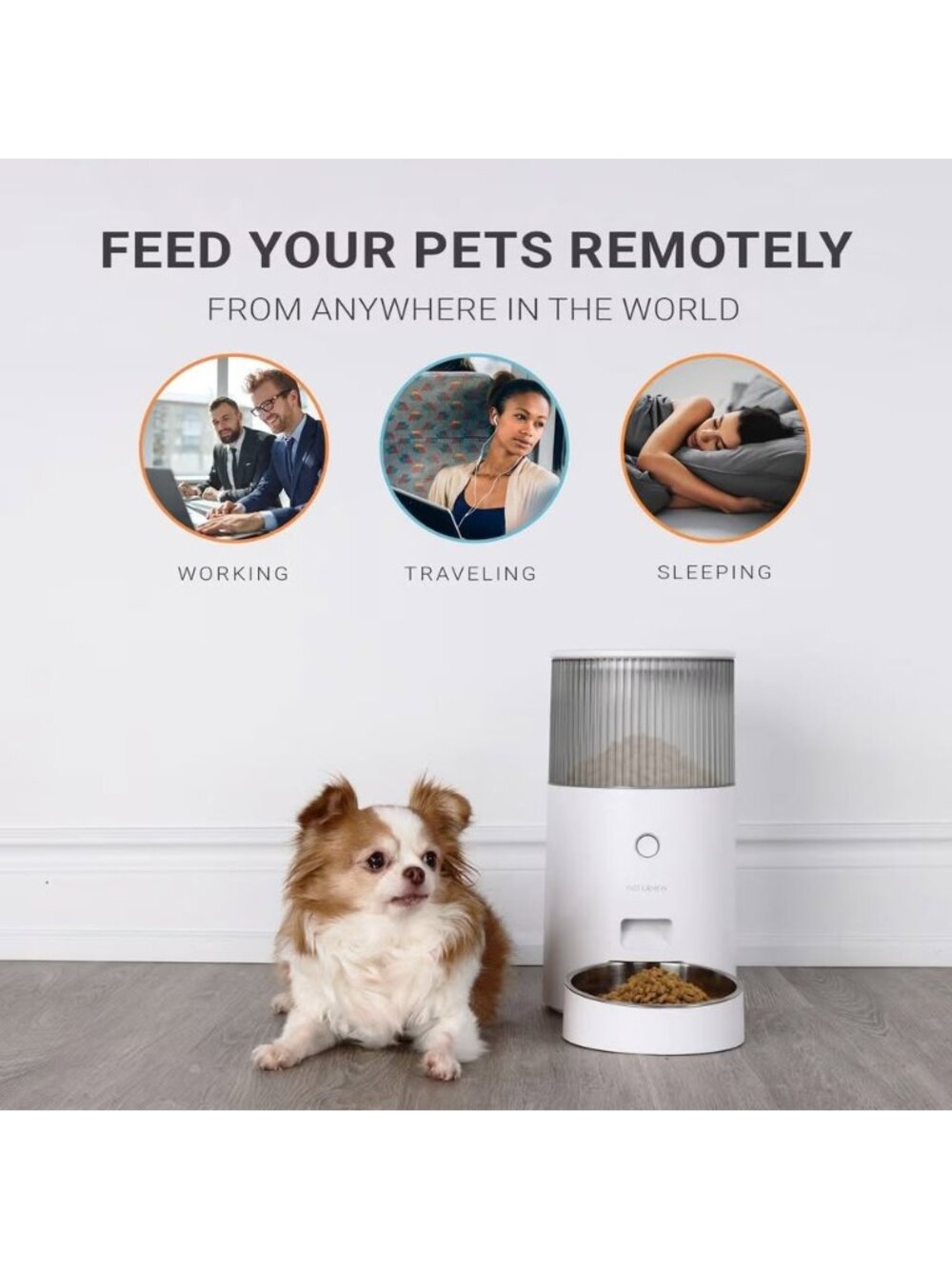 NEW Mini Automatic Stainless Steel Smart Pet Feeder, 94-oz PureChew Mini